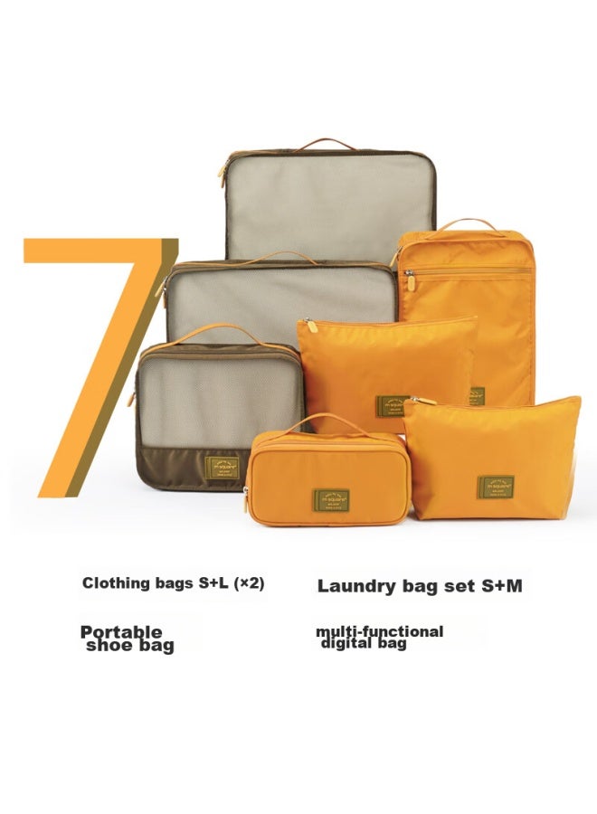 M Square M Square Travel Clothes Storage Bag 7-piece Set, Clothes Storage Pouch, Shoe Bag, Shoe Organizer, Digital Bag, Ancient Roman Rock Yellow  - Image 3