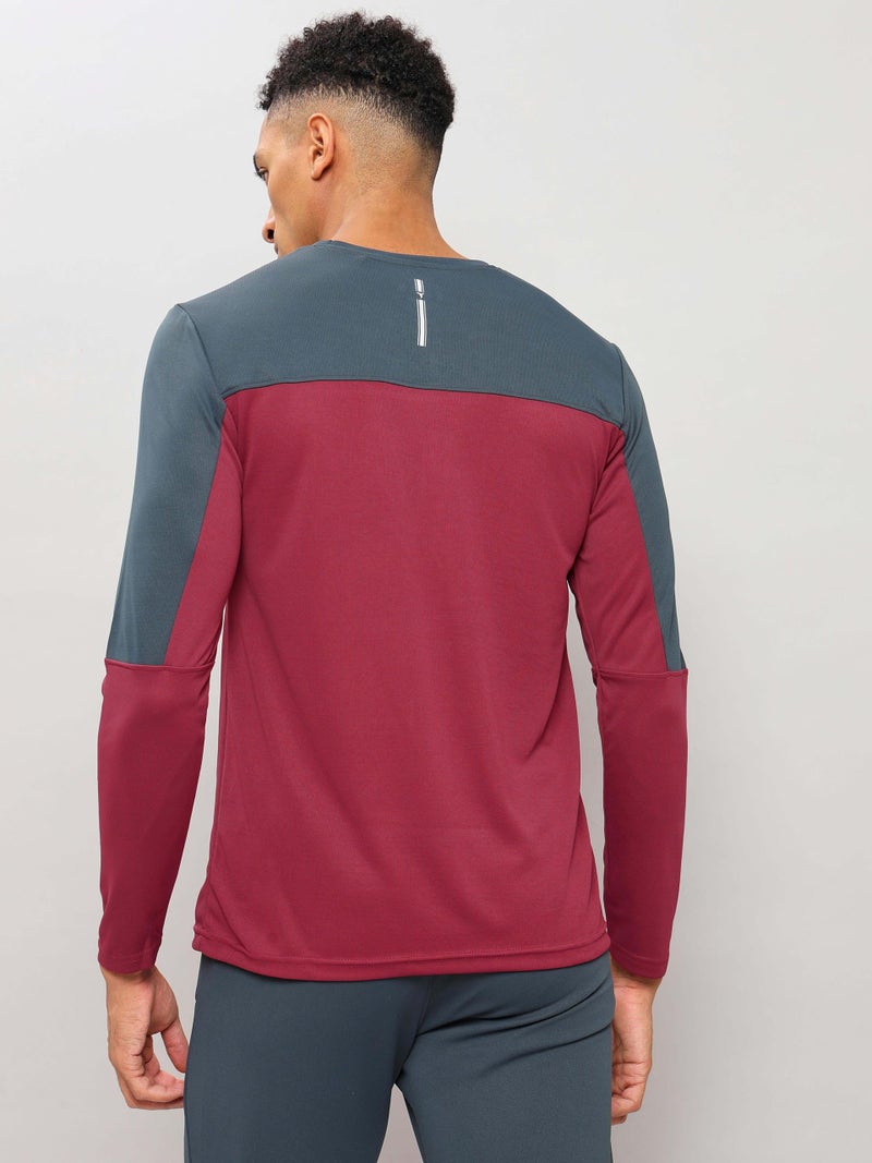 TECHNOSPORT P670 Mens Crew Neck Full Sleeve Berry Red L - Image 4