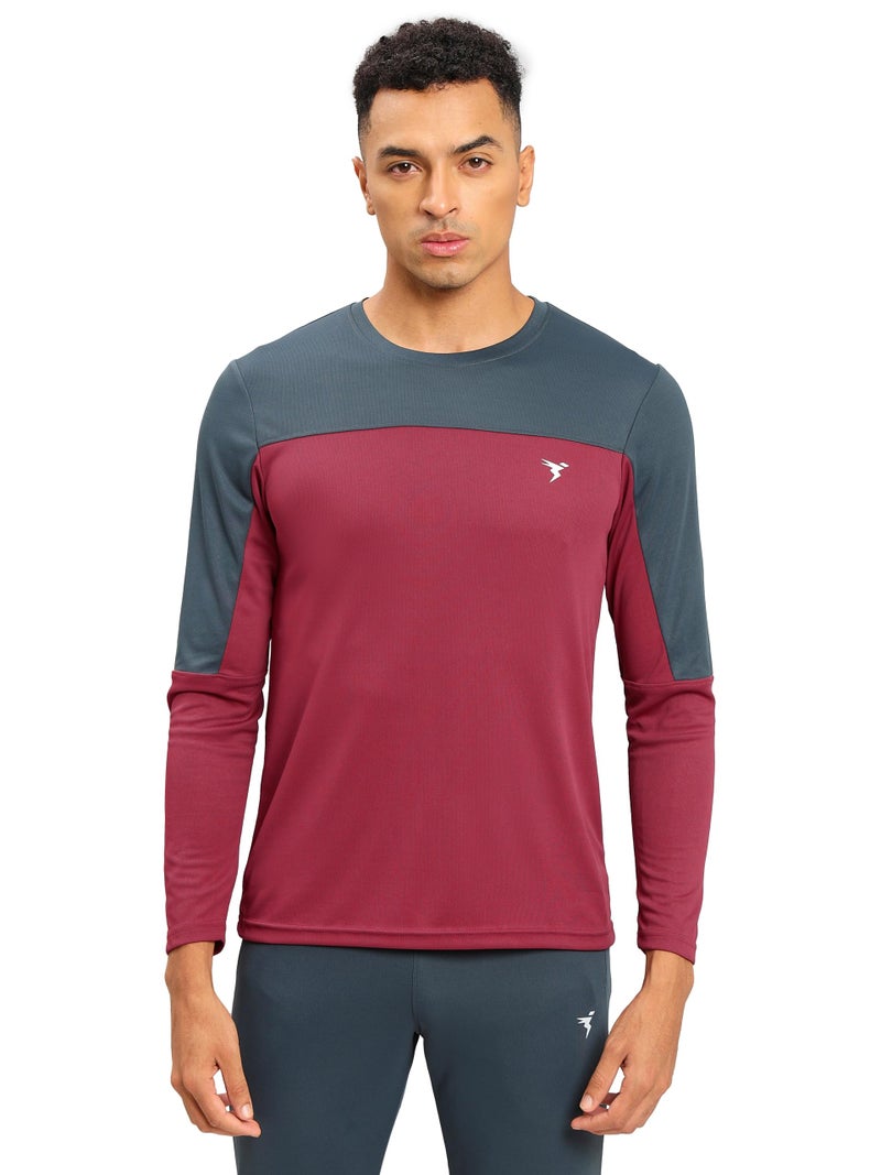TECHNOSPORT P670 Mens Crew Neck Full Sleeve Berry Red L - Image 1