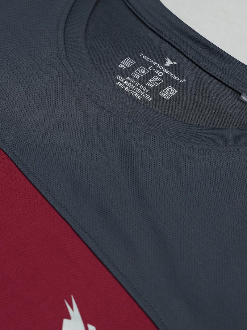 TECHNOSPORT P670 Mens Crew Neck Full Sleeve Berry Red L - Image 2