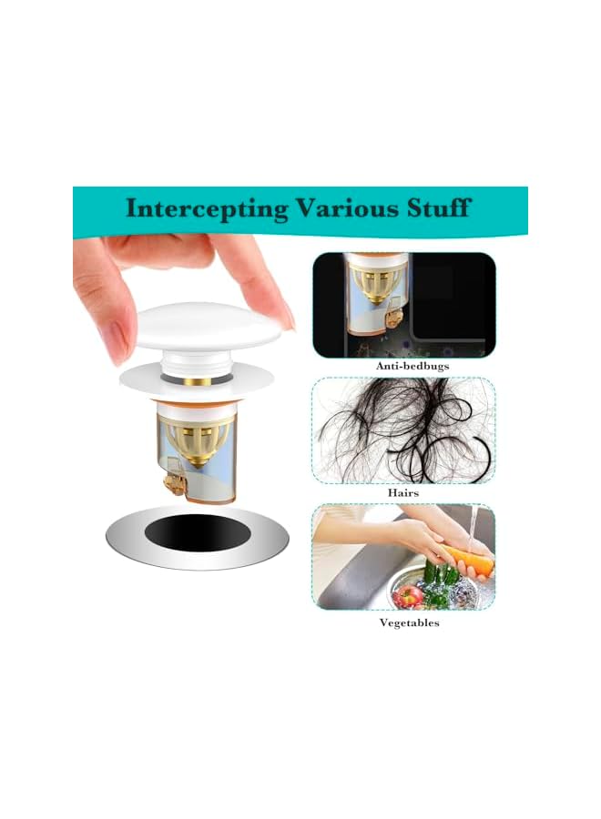 The Bros Bathroom Sink Drain Strainer, Drain Hair Catcher, Bathroom Universal Basin Sink Drain Stopper, Extra Anti-Bedbugs, Bathtub Sink Stopper for 1.04~1.97 inch Drain Hole (Valve Cap) - Image 3