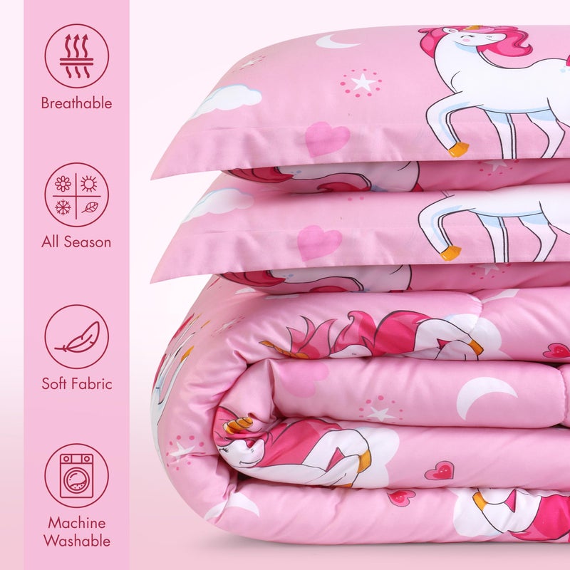 Utopia Bedding All Season Unicorn Comforter Set with 2 Pillow Cases, 3 Piece Soft Brushed Microfiber Kids Pink Bedding Set for Boys/Girls, Machine Washable (Twin) - Image 2