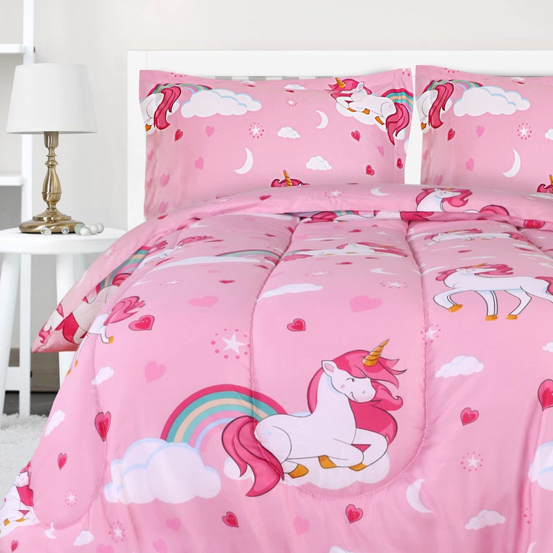 Utopia Bedding All Season Unicorn Comforter Set with 2 Pillow Cases, 3 Piece Soft Brushed Microfiber Kids Pink Bedding Set for Boys/Girls, Machine Washable (Twin) - Image 1