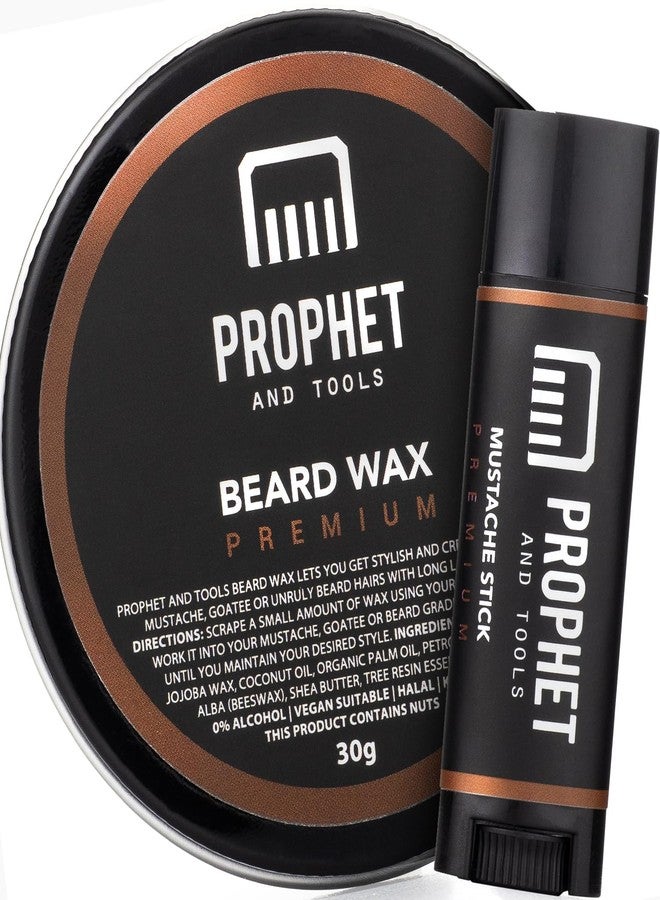 Prophet and Tools Level 3 Strong Hold Beard & Hair Wax - 24-Hour Hold for Shaping & Styling, Easy Wash Out - Includes Mustache Styling Stick - Image 1