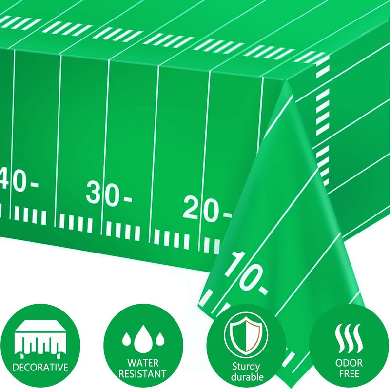 Kesfey 3 Packs Football Party Tablecloth 54 x 108 Inches Football Field Touchdown Tablecover Disposable Plastic Football Themed Birthday Table Cloth Gameday Tailgate Rugby Tablecloths for Superbowl - Image 3