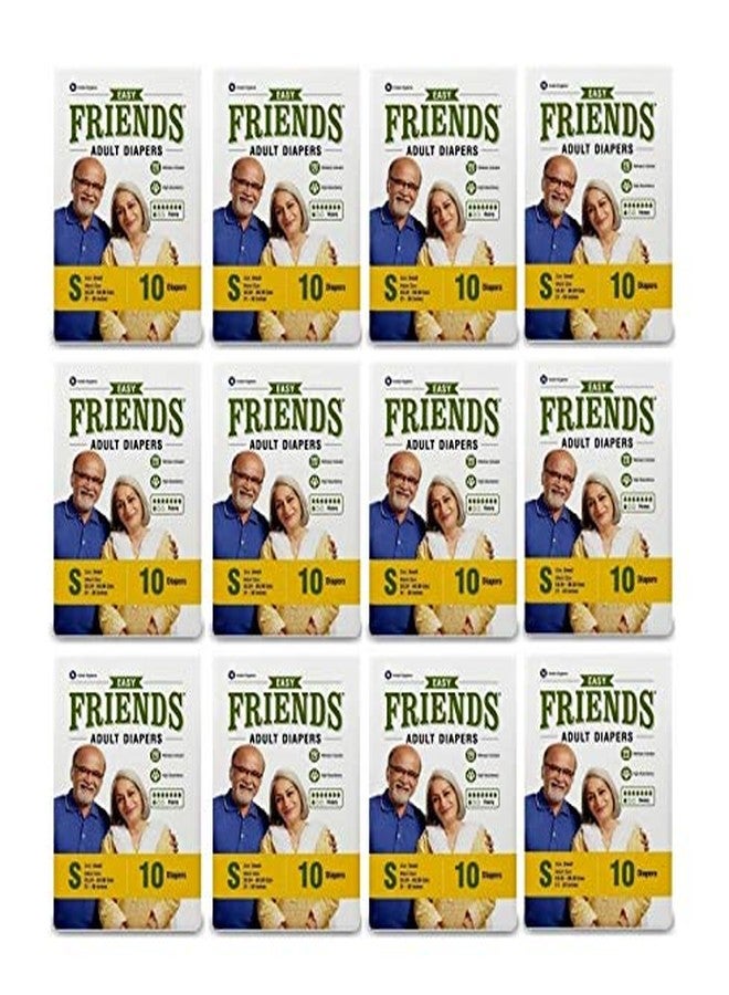 Friends Easy Adult Diaper S Size Tape | 120 Count (Small) | Waist 22.44 - 39.37 inch | Unisex | Leakproof | Long Protection hours |Wetness Indicator | Odour Lock | Aloe Vera Extract & Anti-Bacterial Absorbent Core - Image 1