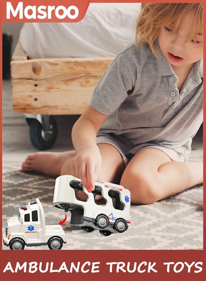 Masroo 5 Pack Emergency Rescue Vehicle Toddler Truck Toys for 3 4 5 6 Year Old Boys (Ambulance Truck) - Image 2