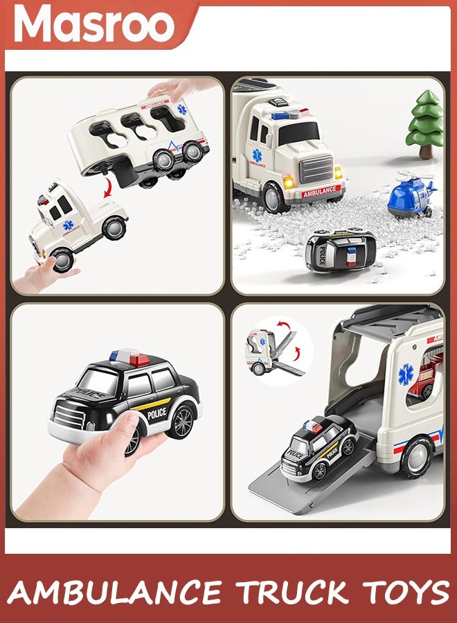 Masroo 5 Pack Emergency Rescue Vehicle Toddler Truck Toys for 3 4 5 6 Year Old Boys (Ambulance Truck) - Image 4
