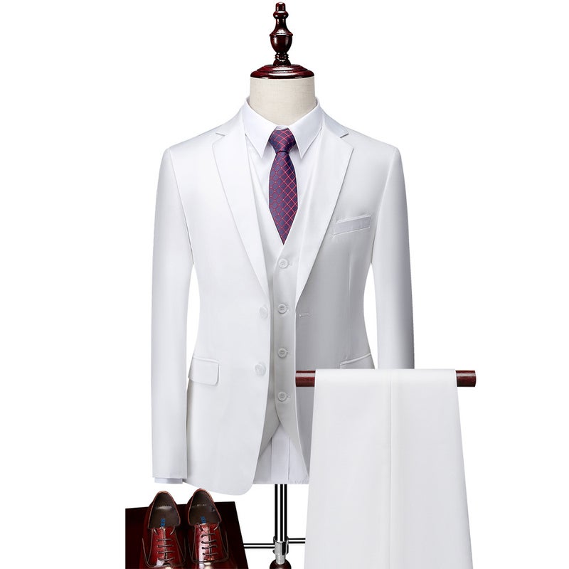 2024 بدلة الزر المزدوج الرجال الكورية رقيقة مناسبة عريس الزفاف الأعمال بدلة الرجال العادية - Image 1