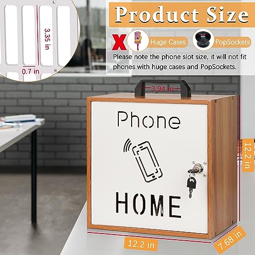 Lzttyee Cell Phone Holder Classroom 33 Slots Wooden Cell Phone Storage Cabinet Pocket Chart with Handle and Security Lock for Classroom Office (33 Grid Cabinet Cherry) - Image 2