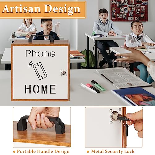 Lzttyee Cell Phone Holder Classroom 33 Slots Wooden Cell Phone Storage Cabinet Pocket Chart with Handle and Security Lock for Classroom Office (33 Grid Cabinet Cherry) - Image 3