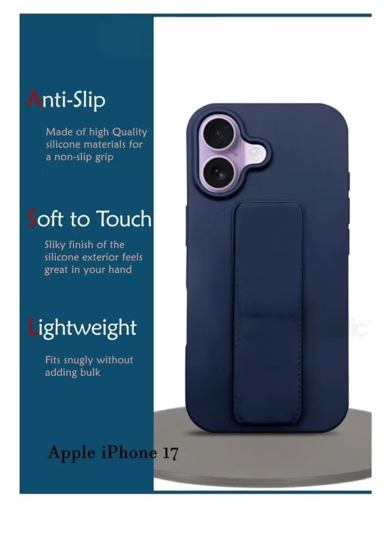 ELTRAZONE Case Cover for Apple iPhone 17 with Magnetic Hand Grip – Slim 3-in-1 Shock-Absorbent Protective Case in Blue – Durable Back Cover with Built-in Magnetic Stand & Finger Grip Holder – Drop Protection, Comfortable Grip, and Hands-Free Viewing - Image 2
