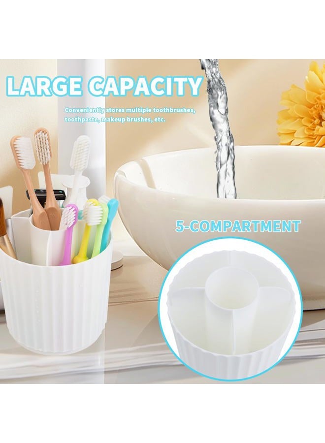 OOXYG Toothbrush Holders for Bathrooms, Rotating 5 Sections Toothbrush Holders with Cover, Bathroom Sink Organizer Countertop, Electric Toothbrush and Toothpaste Holder for Vanity Makeup Brushes Holder - Image 5