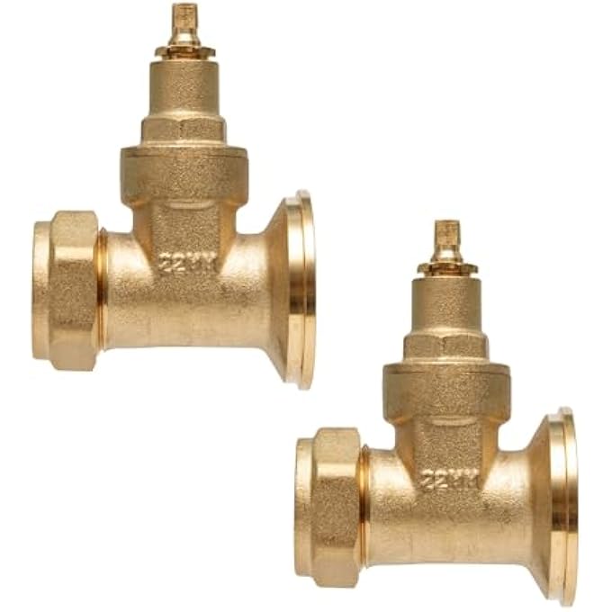 22MM CENTRAL HEATING PUMP VALVES (2 PACK) BRASS, GATE VALVE TYPE, WITH WASHERS. - Image 3