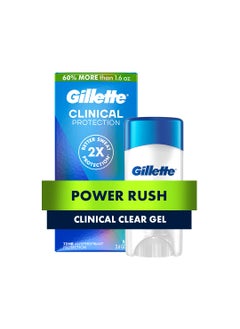Gillette Gillette Clinical Antiperspirant and Deodorant for Men, 72hr Sweat & Odor Protection, Long Lasting Freshness, Anti-White Mark Technology, Clear Gel, Power Rush Scent, 2.6 oz 