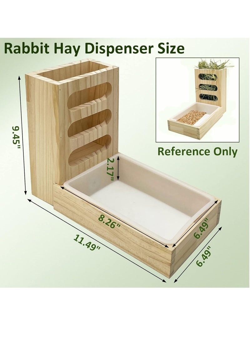 Rabbit Hay Feeder with Litter Box Wooden Food Feeding Manger Bunny Hay Dispenser Small Animals Grass Holder for Hamsters - Image 4