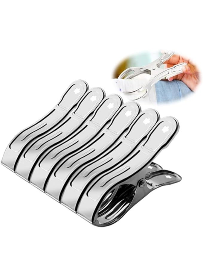 15PCS Stainless Steel Laundry Clips Heavy Duty Clothes Pegs, Windproof Metal Clothesline Clips for Blankets Towels Clothes Drying Rack Balcony Laundry - Image 1