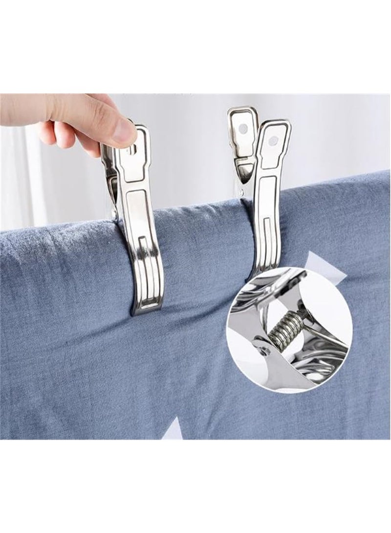 15PCS Stainless Steel Laundry Clips Heavy Duty Clothes Pegs, Windproof Metal Clothesline Clips for Blankets Towels Clothes Drying Rack Balcony Laundry - Image 4