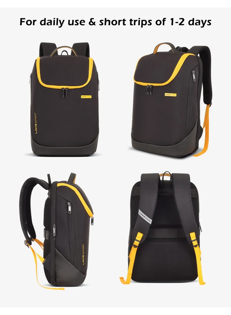 Lavie Sport 23L Duke Backpack | 18 inches | Laptop Compatiable (Black/Yellow)