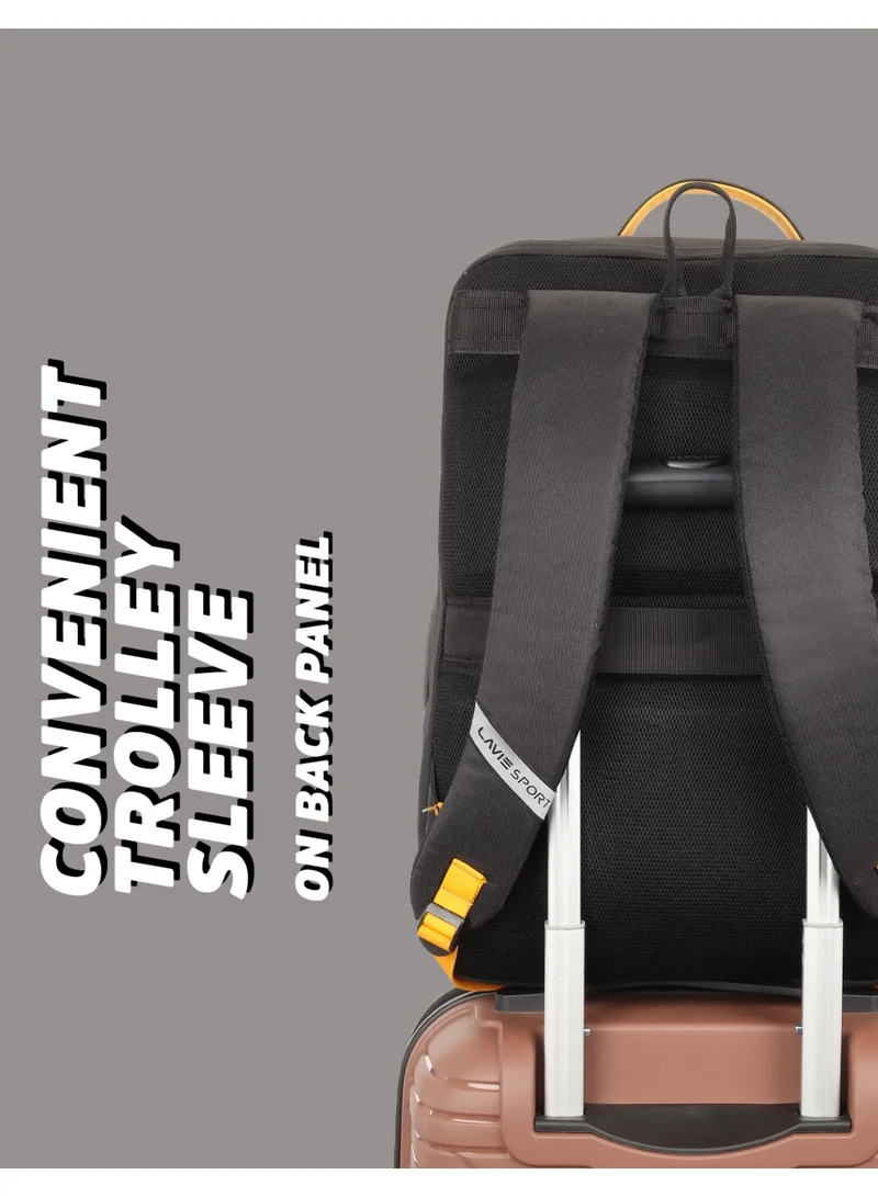 Lavie  Sport 23L Duke Backpack | 18 inches | Laptop Compatiable (Black/Yellow)  | Best Price UAE