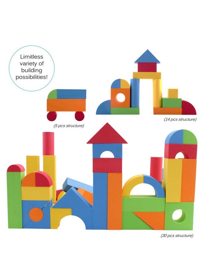 Vokodo Vokodo 113 Piece Large Foam Building Blocks with Different Shapes and Sizes Bright Colors Quality Educational Kids Creative Construction Toys for Children Girls Boys Toddlers Waterproof  - Image 4