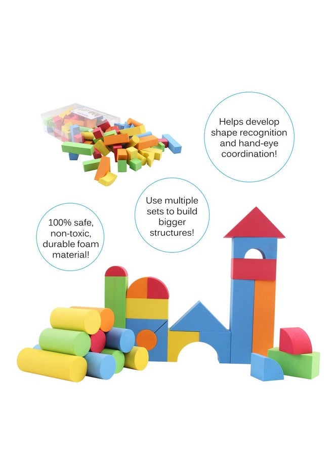 Vokodo Vokodo 113 Piece Large Foam Building Blocks with Different Shapes and Sizes Bright Colors Quality Educational Kids Creative Construction Toys for Children Girls Boys Toddlers Waterproof  - Image 2