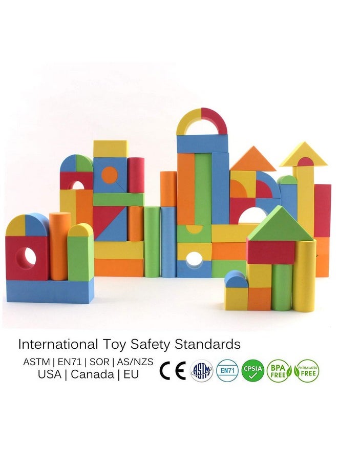 Vokodo Vokodo 113 Piece Large Foam Building Blocks with Different Shapes and Sizes Bright Colors Quality Educational Kids Creative Construction Toys for Children Girls Boys Toddlers Waterproof  - Image 3