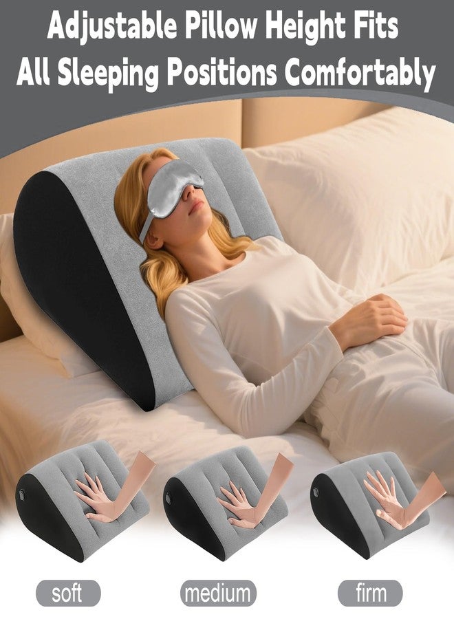 TheClover Inflatable Wedge Pillow for Sleeping - Use in Bed Back Support,Leg Elevation, Wedge Pillow for Sleep, Portable Travel Triangle Gift,Complimentary Silk Eye mask - Image 4