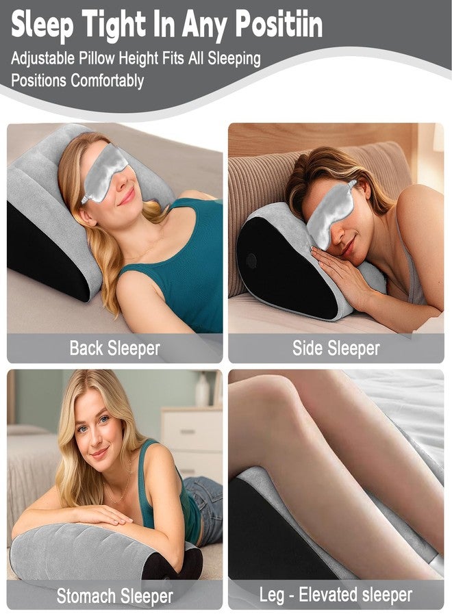 TheClover Inflatable Wedge Pillow for Sleeping - Use in Bed Back Support,Leg Elevation, Wedge Pillow for Sleep, Portable Travel Triangle Gift,Complimentary Silk Eye mask - Image 2