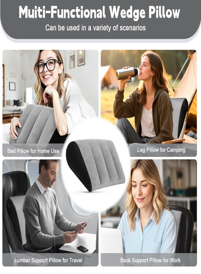 TheClover Inflatable Wedge Pillow for Sleeping - Use in Bed Back Support,Leg Elevation, Wedge Pillow for Sleep, Portable Travel Triangle Gift,Complimentary Silk Eye mask - Image 3