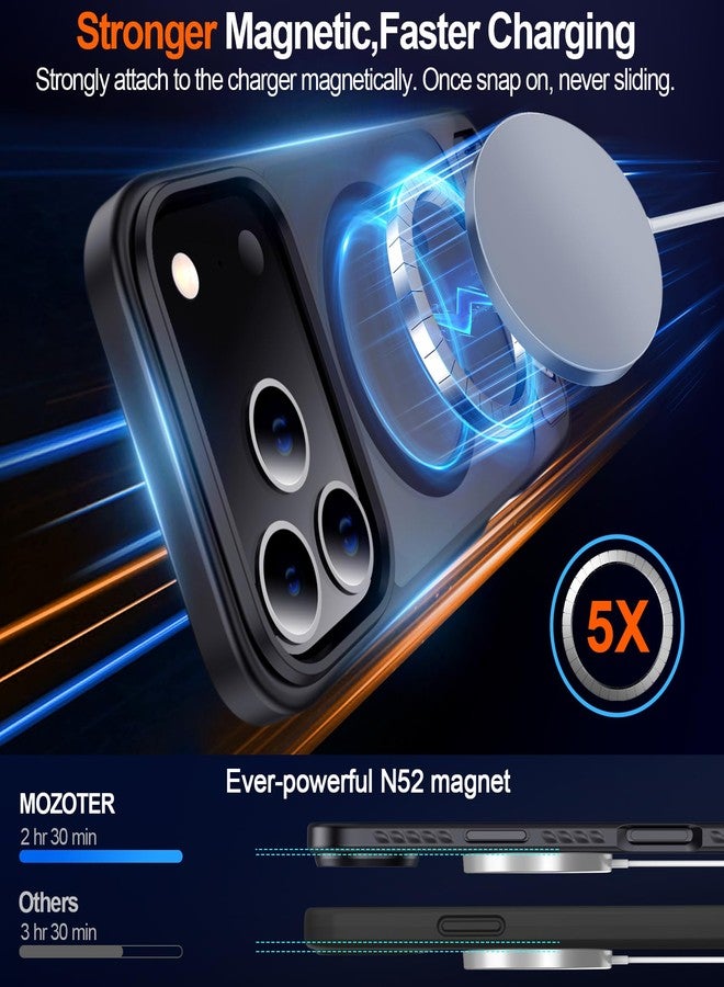 جراب MOZOTER لهاتف iPhone 17 Pro مع مسند، [متوافق مع MagSafe] [حماية عسكرية من ارتفاع 12 قدمًا] جراب هاتف نحيف وشفاف غير لامع مقاوم للصدمات لهاتف iPhone 17 Pro، 6.3 بوصة، أسود - Image 5