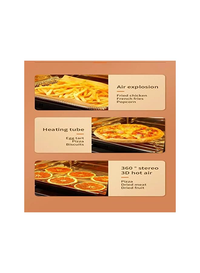 PROMASS فرن القلي الهوائي، فرن تحميص هوائي كهربائي بقوة 1400 واط، فرن شواء عائلي بشاشة لمس LCD رقمية، إعدادات مسبقة 6 في 1 للخبز والتحميص والتجفيف مع ملحقات الخبز. (أسود-بي) - Image 5