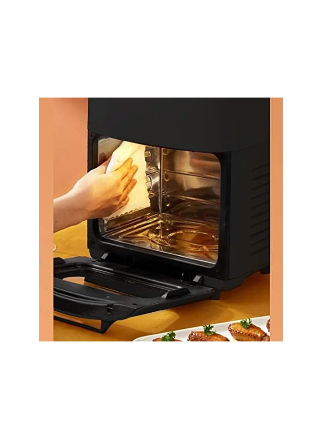 PROMASS فرن القلي الهوائي، فرن تحميص هوائي كهربائي بقوة 1400 واط، فرن شواء عائلي بشاشة لمس LCD رقمية، إعدادات مسبقة 6 في 1 للخبز والتحميص والتجفيف مع ملحقات الخبز. (أسود-بي) - Image 4