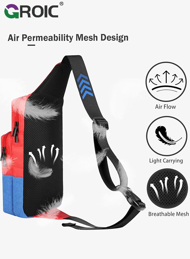 GROIC Console Storage Bag for Nintendo Switch/Lite/OLED Deck, Small Sling Portable Waterproof Backpack Carrying Crossbody Shoulder Chest Gaming Bag Case for NS SD Console Dock Joy-Cons Accessories Storage - Image 3