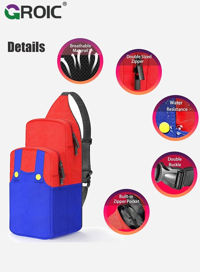 GROIC Console Storage Bag for Nintendo Switch/Lite/OLED Deck, Small Sling Portable Waterproof Backpack Carrying Crossbody Shoulder Chest Gaming Bag Case for NS SD Console Dock Joy-Cons Accessories Storage - Image 5