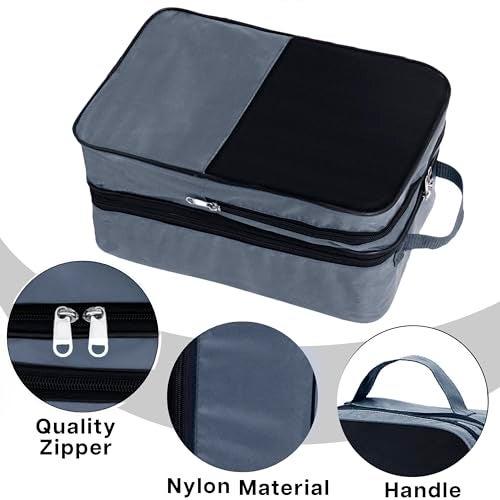 SNDIA 14 Inch Travel Shoe Bag Multipurpose Portable Travelling Shoe Storage Bag Footwear Organiser Bag (Grey-22 x 17 x 36 cm) - Image 3