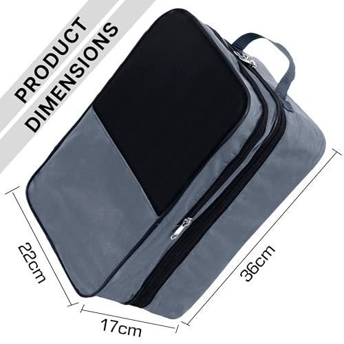 SNDIA 14 Inch Travel Shoe Bag Multipurpose Portable Travelling Shoe Storage Bag Footwear Organiser Bag (Grey-22 x 17 x 36 cm) - Image 2