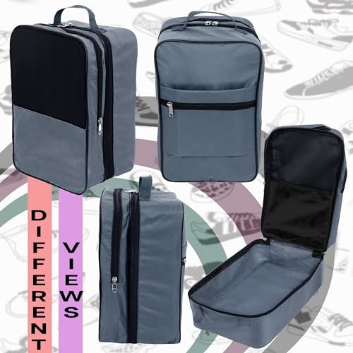 SNDIA 14 Inch Travel Shoe Bag Multipurpose Portable Travelling Shoe Storage Bag Footwear Organiser Bag (Grey-22 x 17 x 36 cm) - Image 5