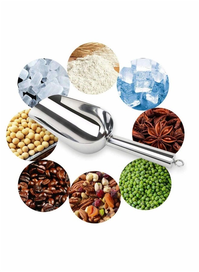 Generic - Ice Scoop, Stainless Steel Ice Scoop for Freezer Popcorn Scoop Ice Machine Maker Candy Scoop Flour Spoon Shovel Ice Cream Scoop Kitchen Scoop for Kitchen Bar Wedding Party (Sliver) - Image 1