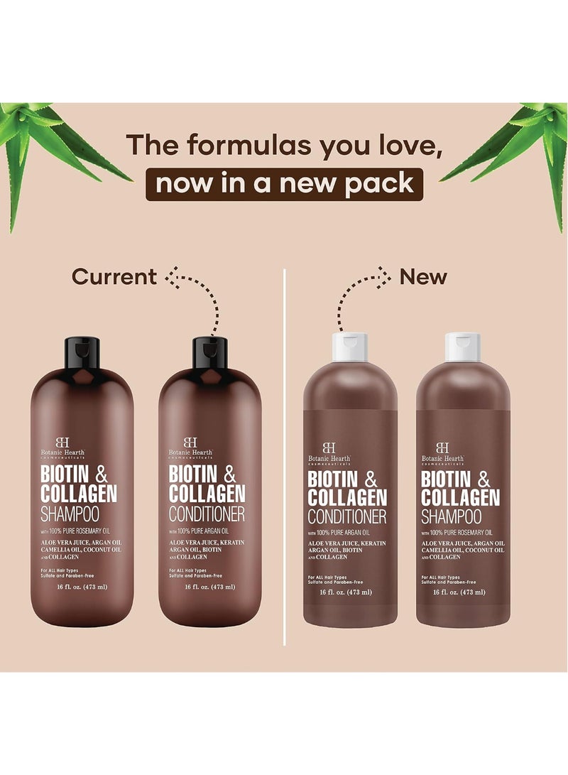 Botanic Hearth Keratin Shampoo And Conditioner Set - With Argan Oil, Collagen & Biotin - Best For Dry Damaged, Fizzy & Color Treated Hair - Hair Thickening & Sulfate Free - Made In Usa - 16 Fl Oz Each - Image 3