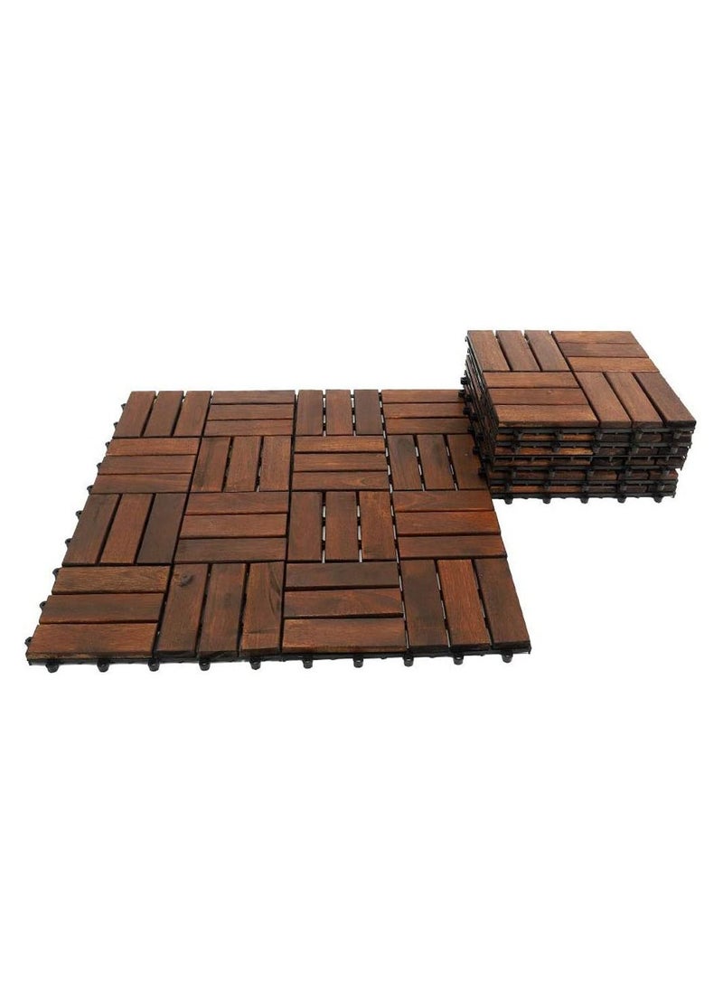 LINGWEI LINGWEI Hardwood Decorative Floor Tiles Patio Indoor Outdoor Interlocking Wooden Deck For Office Balcony Garden Home(10 pcs)  - Image 1