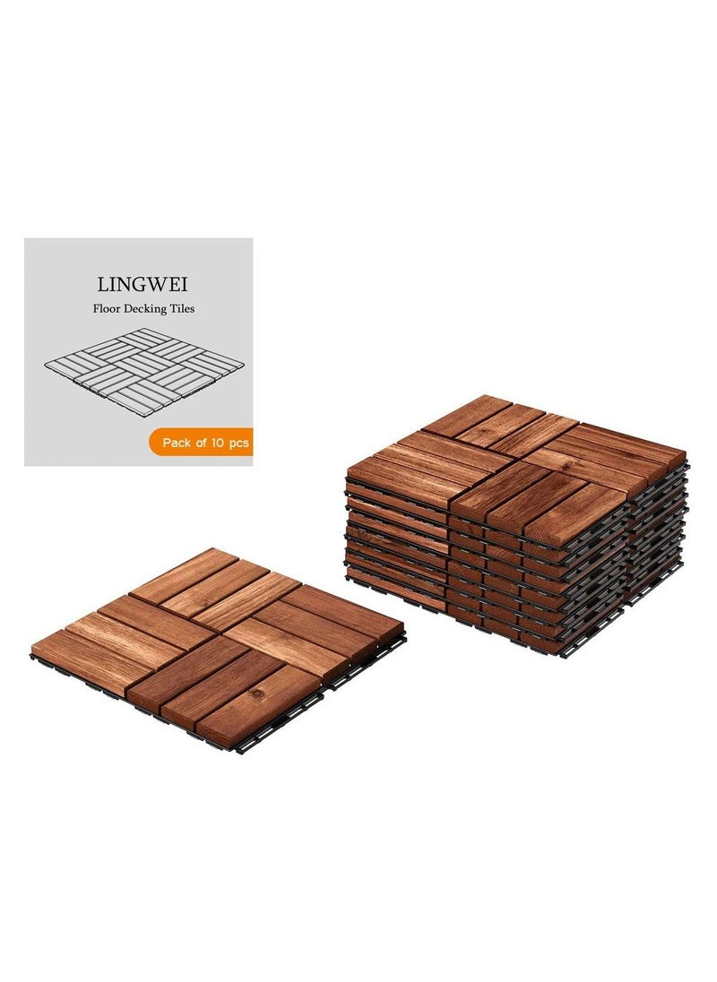 LINGWEI LINGWEI Hardwood Decorative Floor Tiles Patio Indoor Outdoor Interlocking Wooden Deck For Office Balcony Garden Home(10 pcs)  - Image 2