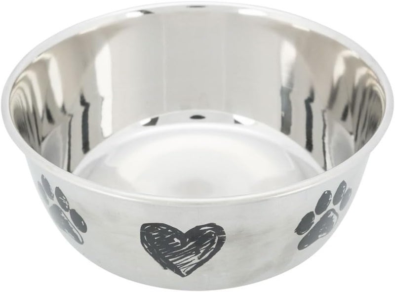 Trixie Paw & Heart Design Stainless Steel Dog Bowl - 2L - Image 1