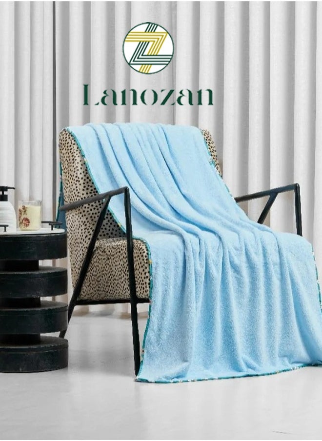 lanozan Large Bath Towel Size 180*90*3cm Cyan  - Image 1