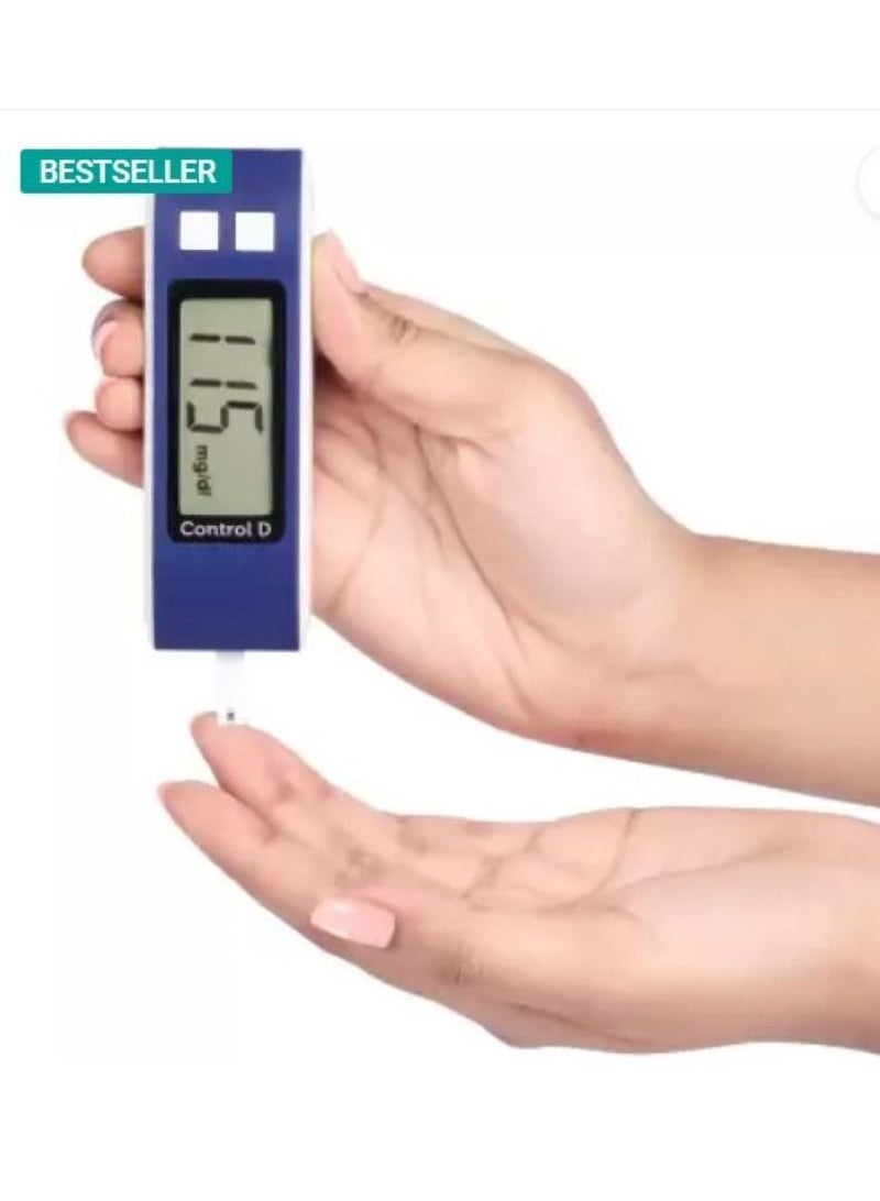 Control جهاز مراقبة نسبة السكر في الدم الرقمي الأزرق من كونترول دي 10 شرائط - Image 2