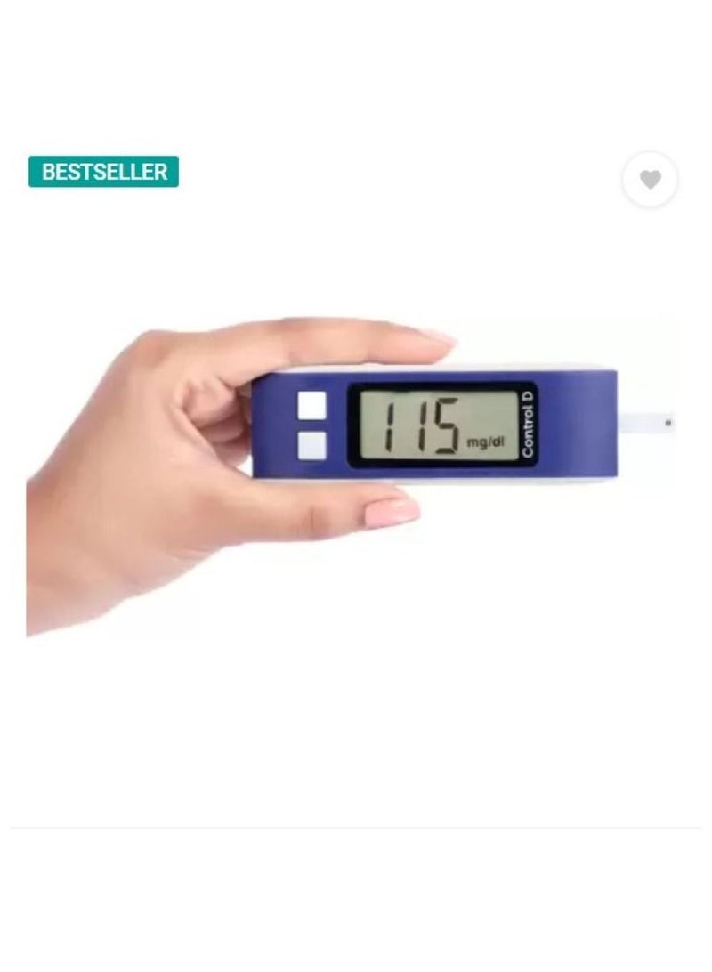 Control جهاز مراقبة نسبة السكر في الدم الرقمي الأزرق من كونترول دي 10 شرائط - Image 3