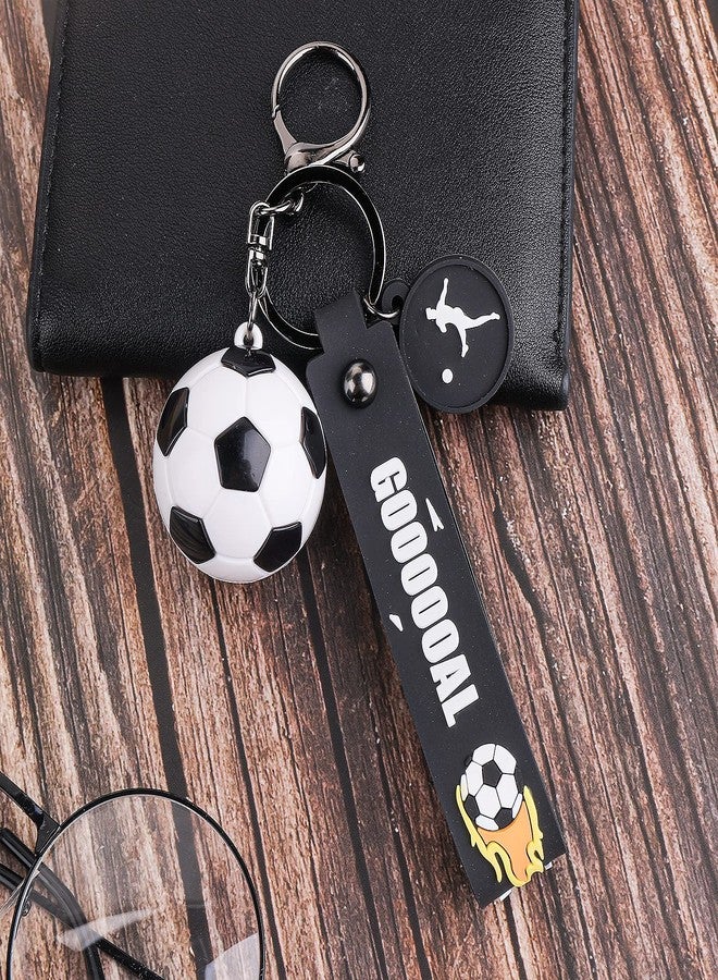 cobee Soccer Gifts Key Chain, Inspirational Silicone Key Rings Football Keychains for Boys Girls Teens Sports School Carnival Reward Party Favors(Black) - Image 2