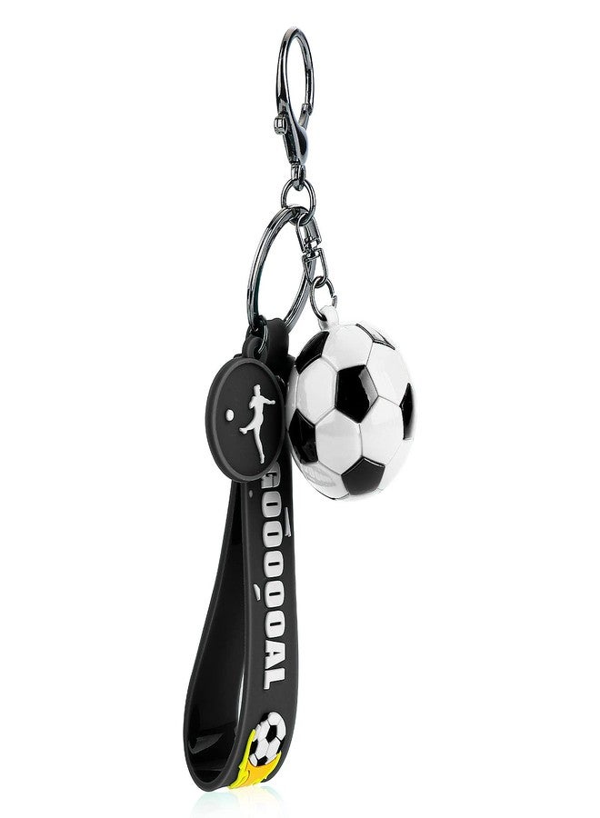 cobee Soccer Gifts Key Chain, Inspirational Silicone Key Rings Football Keychains for Boys Girls Teens Sports School Carnival Reward Party Favors(Black) - Image 1