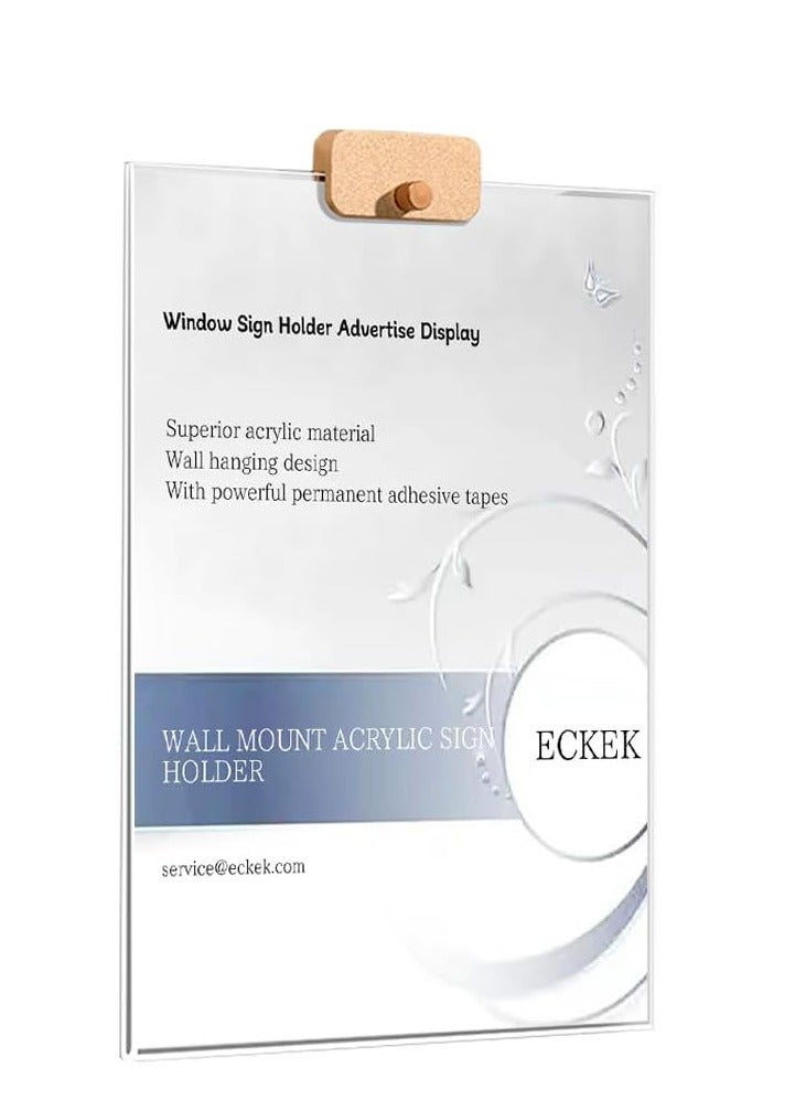 Eckek  Wall Mount Acrylic Sign Holder with 3M Tape, Photo Menu Flyer Display Frames for Mall, Office, Home, Restaurant - Image 1