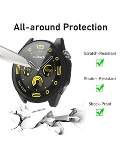 Protective Case Compatible with Huawei Watch GT5 46 mm, Case with Screen Protector Made of Anti-Scratch Glass, Full Coverage, HD, Ultra Thin Screen Protector Compatible with Huawei Watch GT5